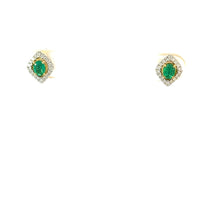Load image into Gallery viewer, 18kt Yellow Gold Emerald and  Diamond Earrings
