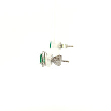 Load image into Gallery viewer, 18kt White Gold Emerald and  Diamond Earrings