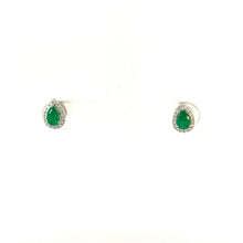 Load image into Gallery viewer, 18kt White Gold Emerald and  Diamond Earrings