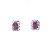 Load image into Gallery viewer, 18kt White Gold Natural Ruby and Diamond Earrings
