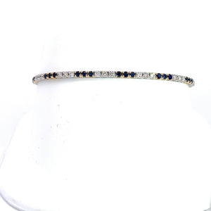 14kt White and Yellow Gold Diamond and Natural Sapphire  Bracelet