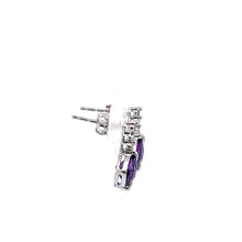 Load image into Gallery viewer, 14kt White Gold Amethyst and Diamond Earrings
