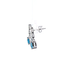 Load image into Gallery viewer, 14kt White Blue Topaz and Diamond  Earrings
