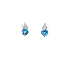 Load image into Gallery viewer, 14kt White Blue Topaz  and Diamond Earrings
