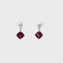 Load and play video in Gallery viewer, 14kt White Gold Garnet and Diamond Earrings
