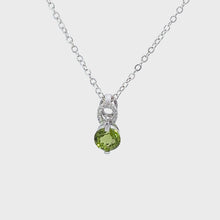 Load and play video in Gallery viewer, 14kt White Gold Peridot and Diamond Pendant
