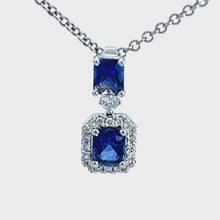 Load and play video in Gallery viewer, 18kt White Gold Natural Blue  Sapphire and Diamond Pendant
