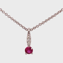 Load and play video in Gallery viewer, 18kt White Gold Natural Ruby and Diamond Pendant
