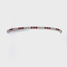 Load and play video in Gallery viewer, 14kt White Gold Ruby and Diamond Bangle Bracelet
