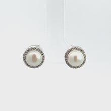 Load and play video in Gallery viewer, 14kt White Gold Pearl and Diamond Earrings
