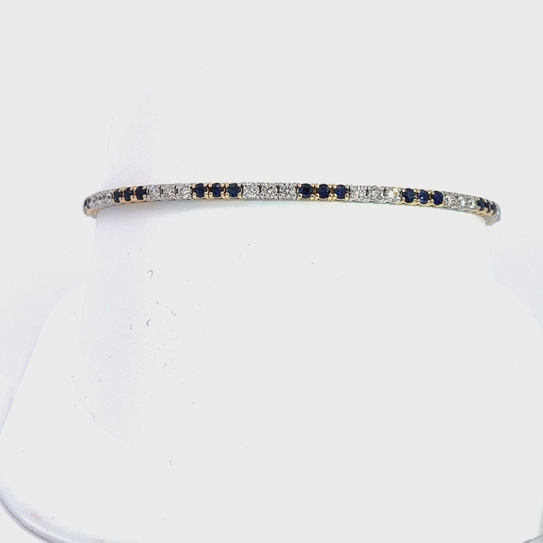 14kt White and Yellow Gold Diamond and Natural Sapphire  Bracelet