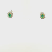 Load and play video in Gallery viewer, 18kt Two Tone  Gold Emerald and  Diamond Earrings
