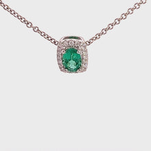 Load and play video in Gallery viewer, 18kt White Gold Natural Emerald and Diamond Pendant
