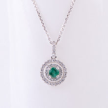 Load image into Gallery viewer, 18kt White Gold Natural Emerald and Diamond Pendant