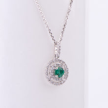 Load image into Gallery viewer, 18kt White Gold Natural Emerald and Diamond Pendant