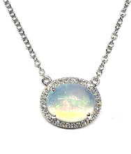 Load image into Gallery viewer, 14kt White Gold Opal and Diamond  Pendant
