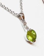 Load image into Gallery viewer, 14kt White Gold Peridot and Diamond Pendant
