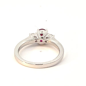 14 Kt White Gold Natural Ruby and Diamond Ring