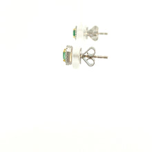 Load image into Gallery viewer, 18kt Two Tone  Gold Emerald and  Diamond Earrings
