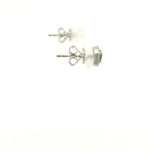 18kt Two Tone  Gold Emerald and  Diamond Earrings