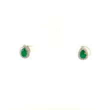 Load image into Gallery viewer, 18kt White Gold Emerald and  Diamond Earrings
