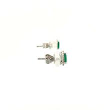 Load image into Gallery viewer, 18kt White Gold Emerald and  Diamond Earrings
