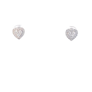 14kt  White Gold  Heart Shaped Diamond Earrings