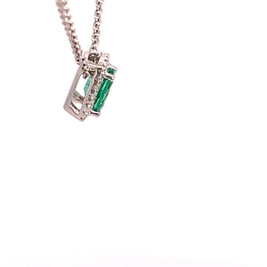 18kt White Gold Natural Emerald and Diamond Pendant
