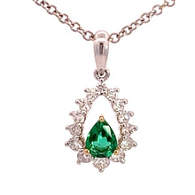 Load image into Gallery viewer, 18kt White Gold Natural Emerald and Diamond Pendant
