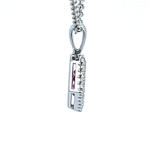 18kt White Gold Natural Ruby and Diamond Pendant