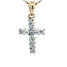 Load image into Gallery viewer, 14kt Yellow Gold Diamond Cross Pendant
