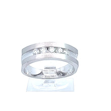 Load image into Gallery viewer, Men&#39;s 14kt White Gold and Diamond Wedding Band
