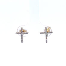 Load image into Gallery viewer, 14kt Yellow Gold Cross Diamond Earrings
