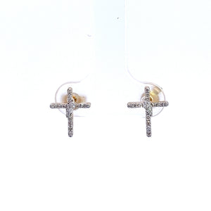 14kt Yellow Gold Cross Diamond Earrings