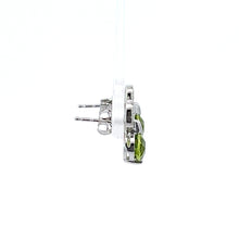 Load image into Gallery viewer, 14kt White Gold Peridot and Diamond Earrings
