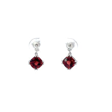 Load image into Gallery viewer, 14kt White Gold Garnet and Diamond Earrings
