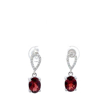 Load image into Gallery viewer, 14kt White Gold Garnet and Diamond Earrings
