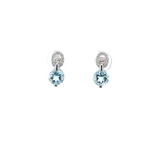 Load image into Gallery viewer, 14kt White Gold Aquamarine  and Diamond Earrings
