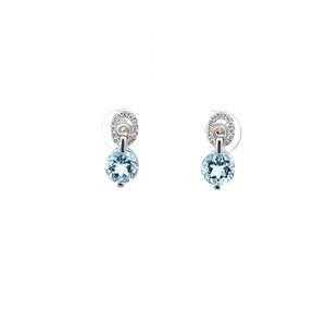 14kt White Gold Aquamarine  and Diamond Earrings