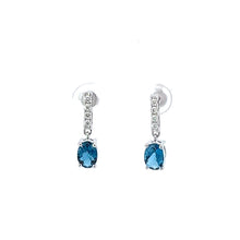 Load image into Gallery viewer, 14kt White Blue Topaz and Diamond  Earrings
