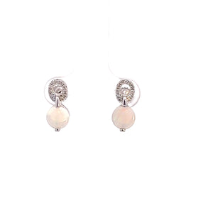 14kt White Gold Diamond and Opal Earrings