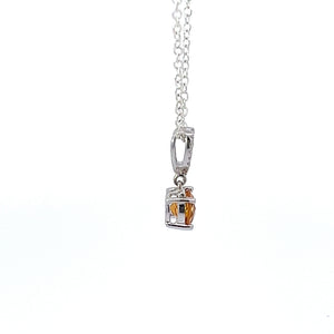 14kt White Gold and Citrine and Diamond Pendant