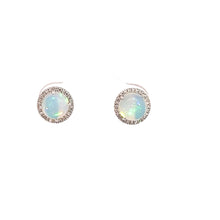 Load image into Gallery viewer, 14kt White Gold Diamond and Opal Earrings
