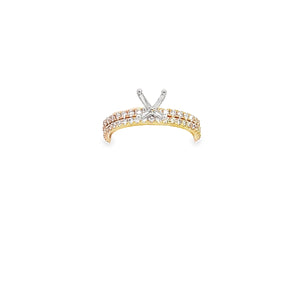 14kt Yellow Gold Diamond Engagement Semi Mount Ring and Wedding Band