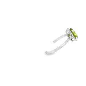 14kt White Gold Peridot and Diamond Ring