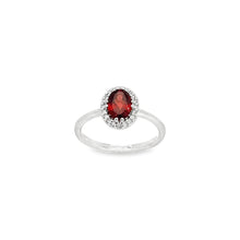 Load image into Gallery viewer, 14kt White Gold Garnet and  Diamond Ring
