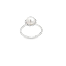 Load image into Gallery viewer, 14kt White Gold Pearl and Diamond Ring
