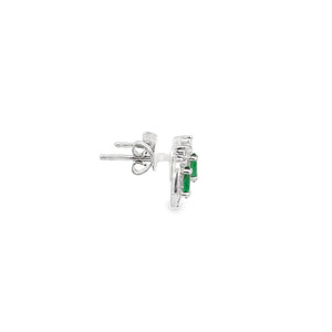 18kt White Gold Emerald and  Diamond Earrings