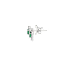 Load image into Gallery viewer, 18kt White Gold Emerald and  Diamond Earrings
