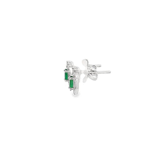 18kt White Gold Emerald and  Diamond Earrings